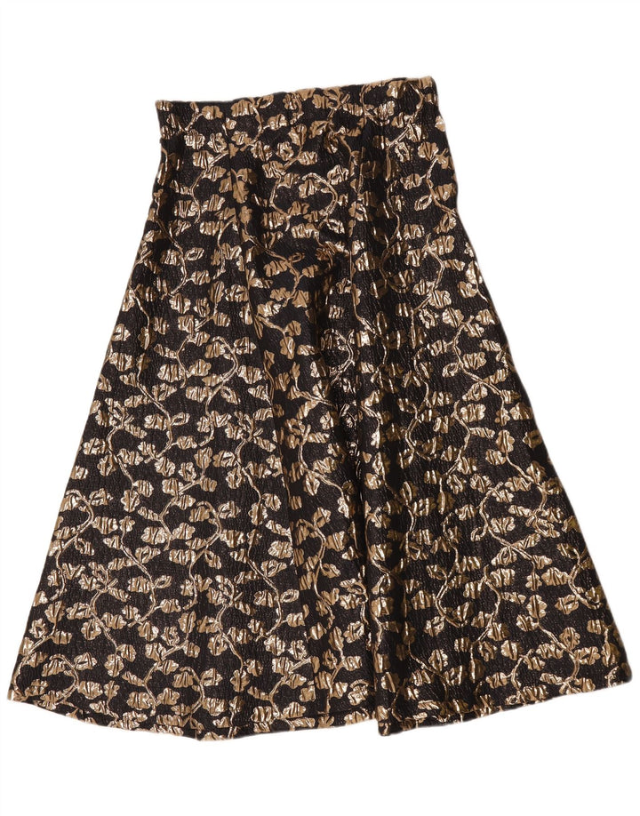Saia feminina vintage linha A W30 médio preto floral