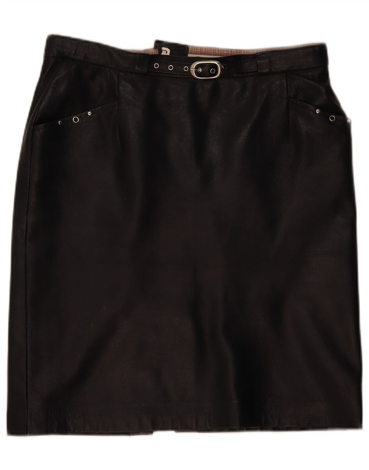 Saia de couro feminina vintage W32 grande preta