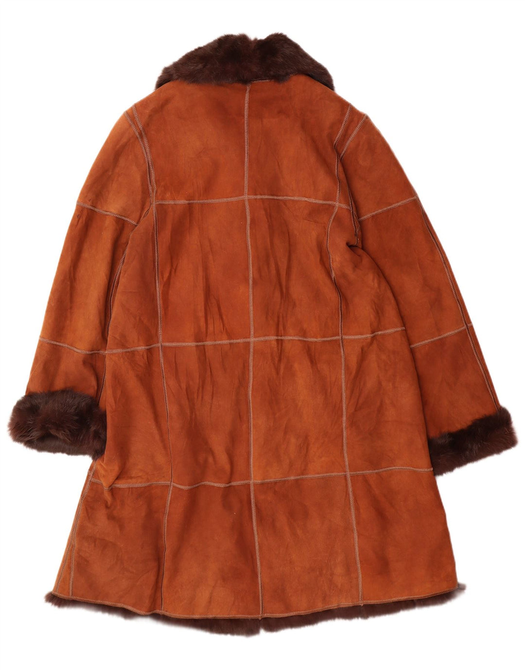 Casaco feminino VINTAGE de shearling IT 44 couro marrom médio