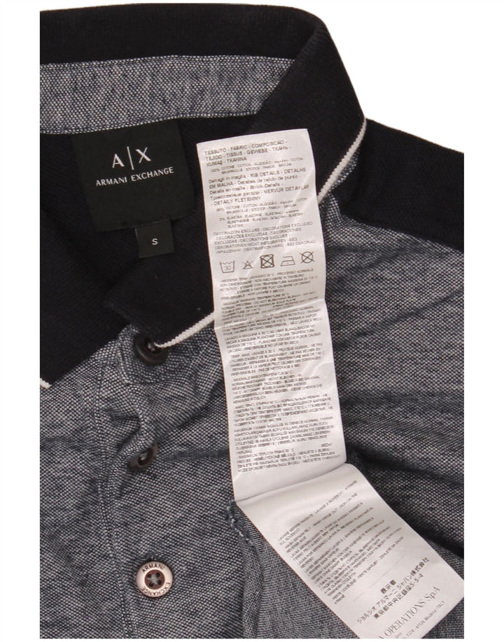 ARMANI EXCHANGE Camisa polo masculina pequena cinza colorblock algodão