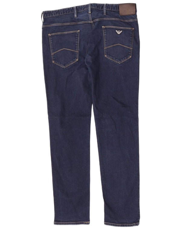 Emporio Armani Masculino Slim Fit Jeans Reta W34 L30 Azul Marinho Algodão