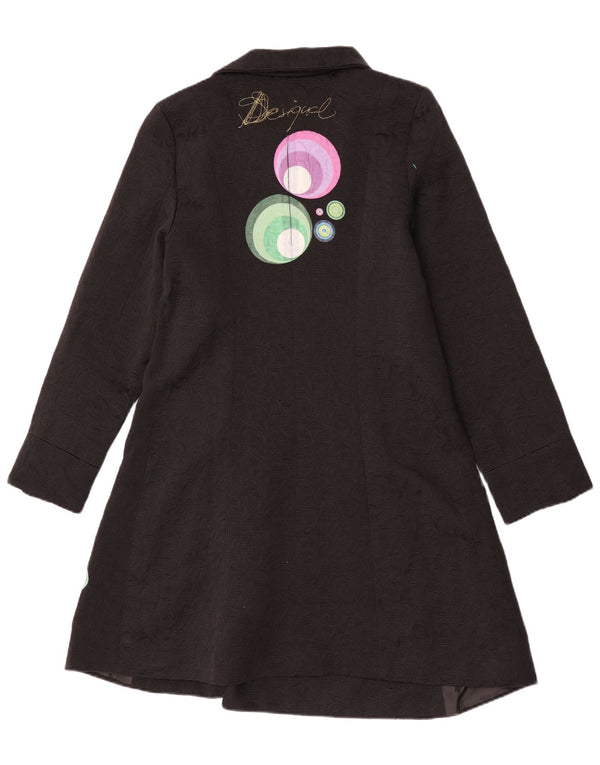 Sobretudo gráfico feminino Desigual EU 44 XL preto geométrico poliéster