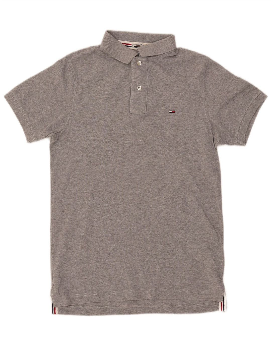 Camisa polo masculina TOMMY HILFIGER pequena algodão cinza