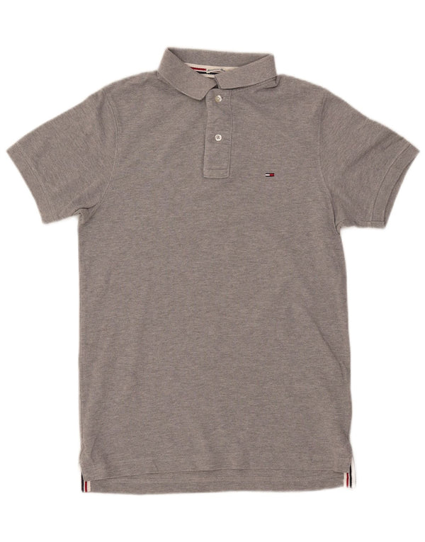 Camisa polo masculina TOMMY HILFIGER pequena algodão cinza