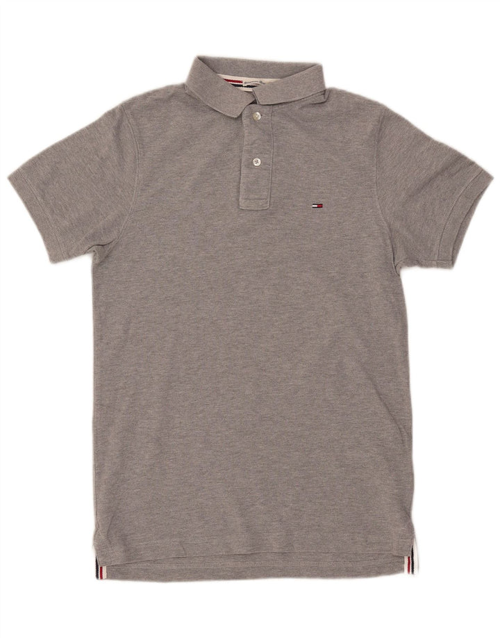 Camisa polo masculina TOMMY HILFIGER pequena algodão cinza