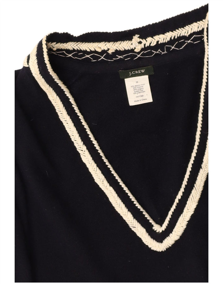 Suéter feminino J. CREW com decote em V Reino Unido 14 lã azul marinho médio