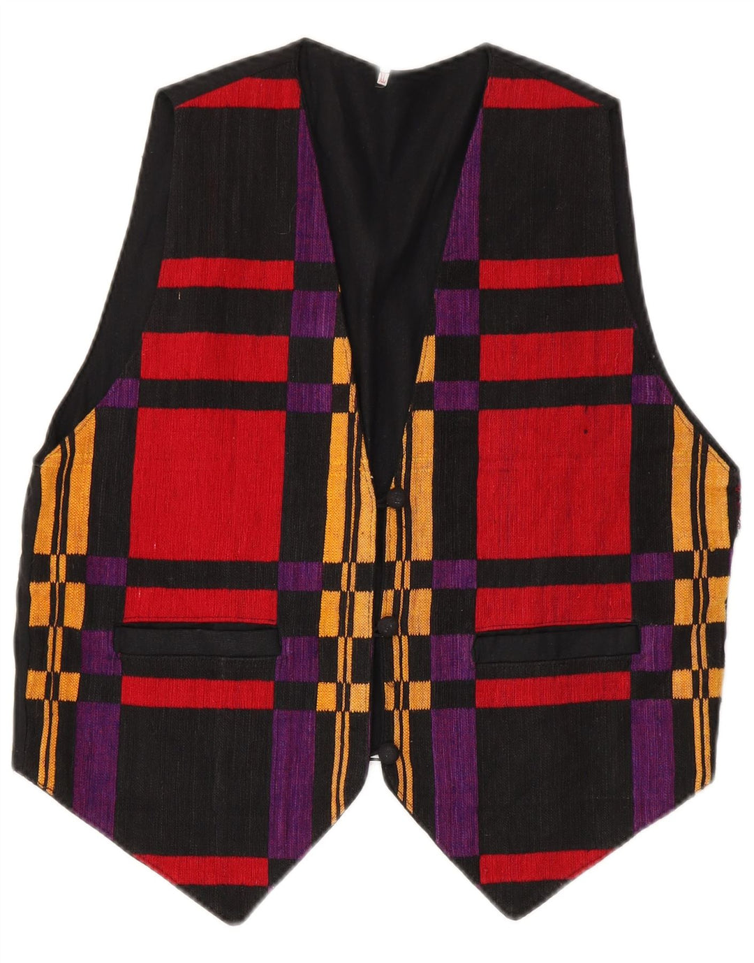 Colete feminino vintage UK 18 XL xadrez multicolorido