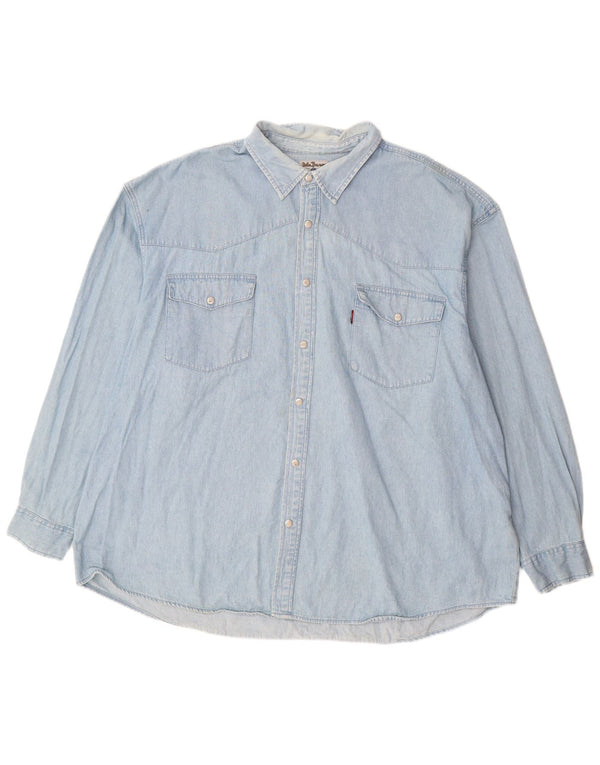 Camisa jeans masculina JOHN BANER 3XL algodão azul