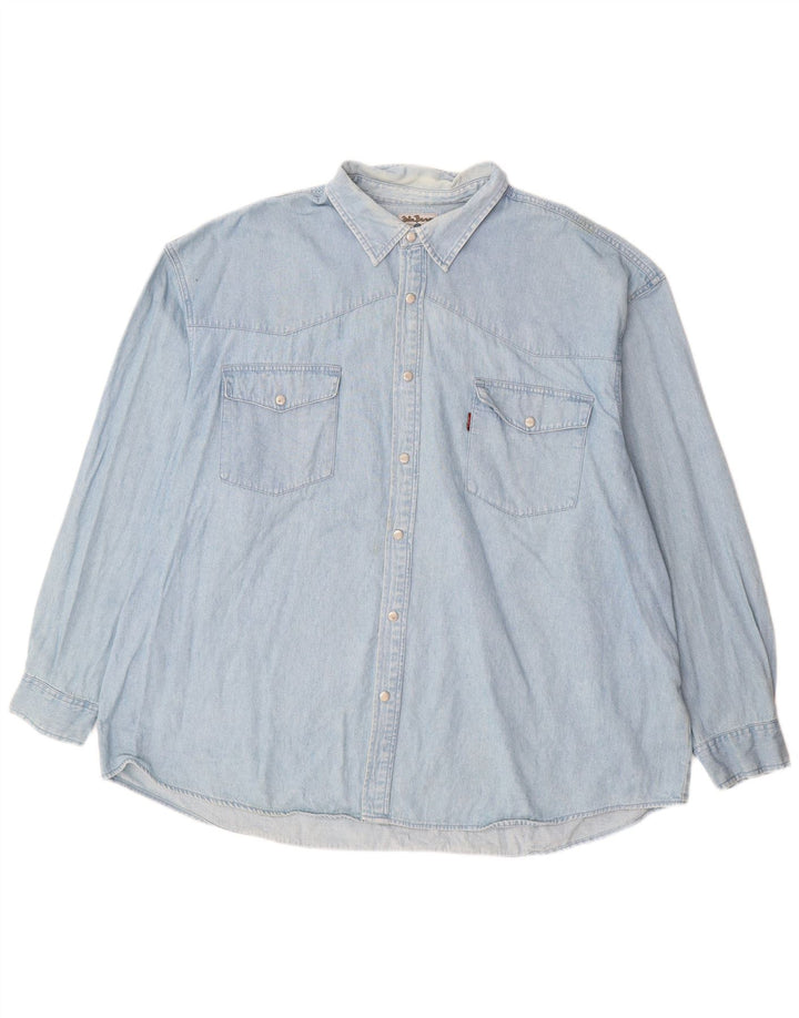 Camisa jeans masculina JOHN BANER 3XL algodão azul