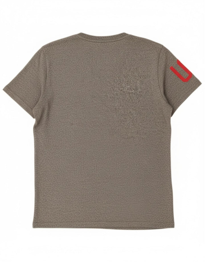 Camiseta masculina Superdry com estampa gráfica grande algodão manchado cinza