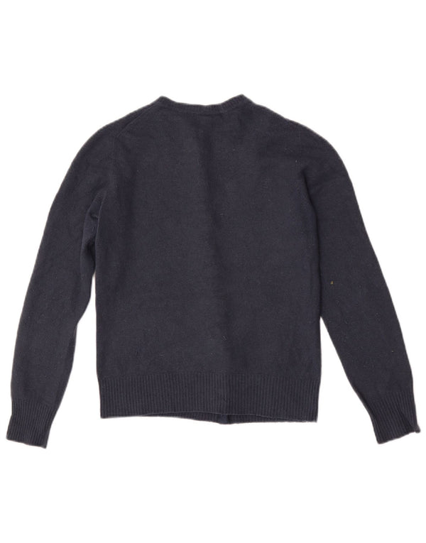 Suéter feminino Benetton Crop Cardigan UK 6 XS azul marinho lã