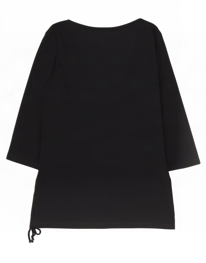 Marina Rinaldi Top feminino manga 3/4 UK 14 médio preto viscose