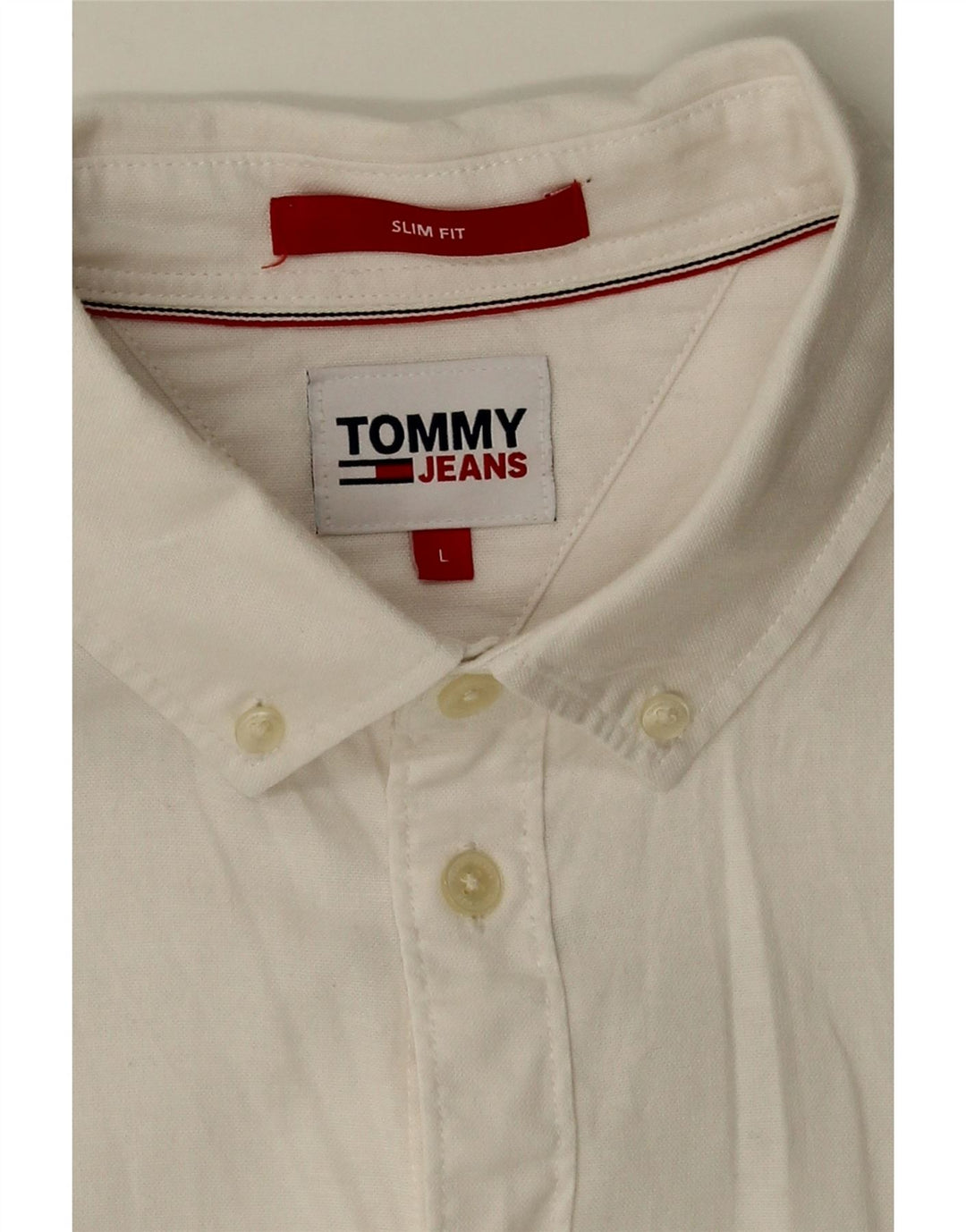 TOMMY HILFIGER Mens Slim Fit Shirt Large White Cotton Vintage Tommy Hilfiger and Second-Hand Tommy Hilfiger from Messina Hembry 