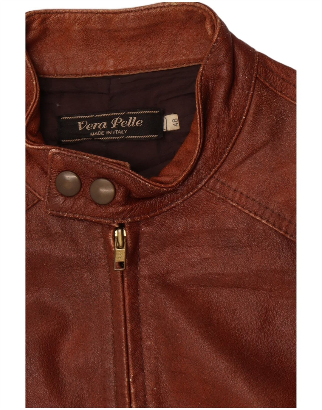 Jaqueta de couro vintage feminina IT 48 XL couro marrom