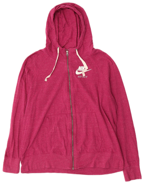 Suéter feminino Nike com capuz e zíper UK 18 XL roxo manchado de algodão