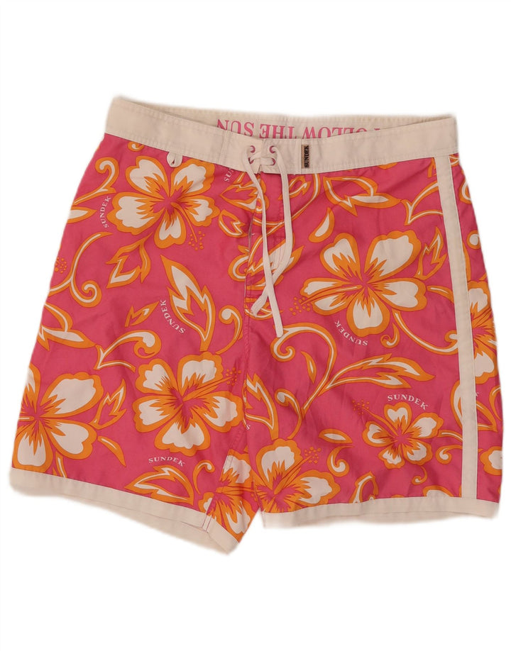 Shorts de natação masculino Sundek grande poliéster floral rosa