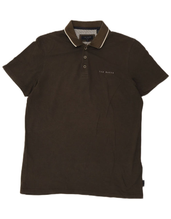 Camisa polo masculina Ted Baker tamanho 3 médio cáqui modal