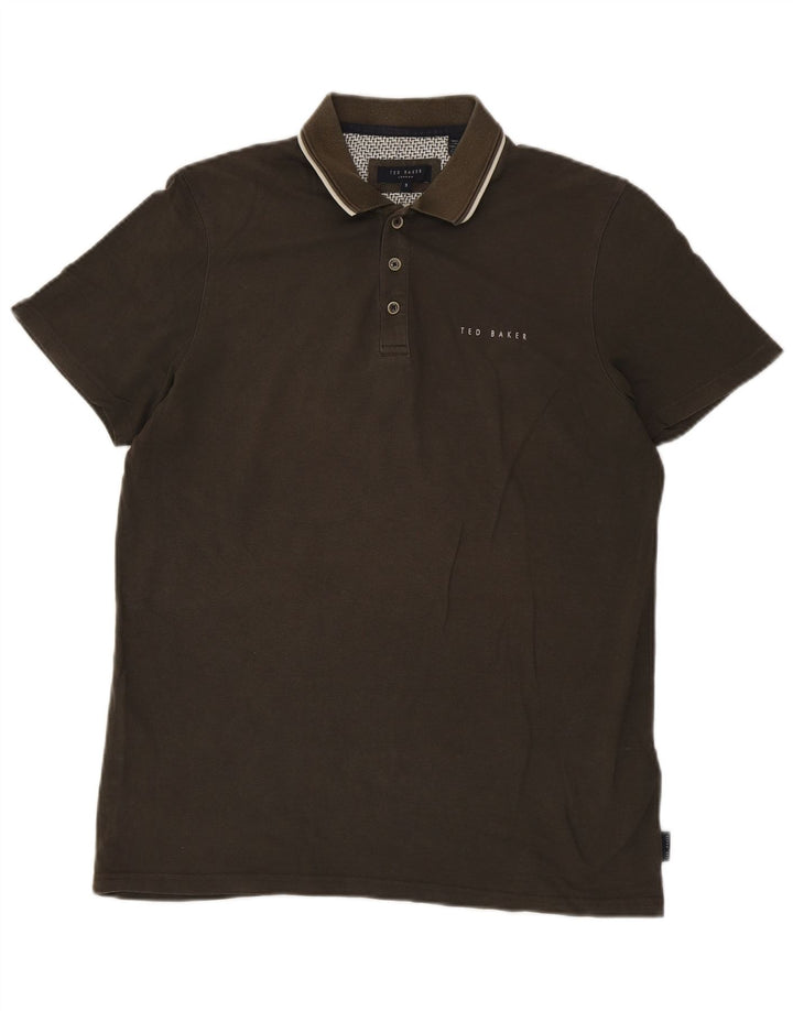 Camisa polo masculina Ted Baker tamanho 3 médio cáqui modal