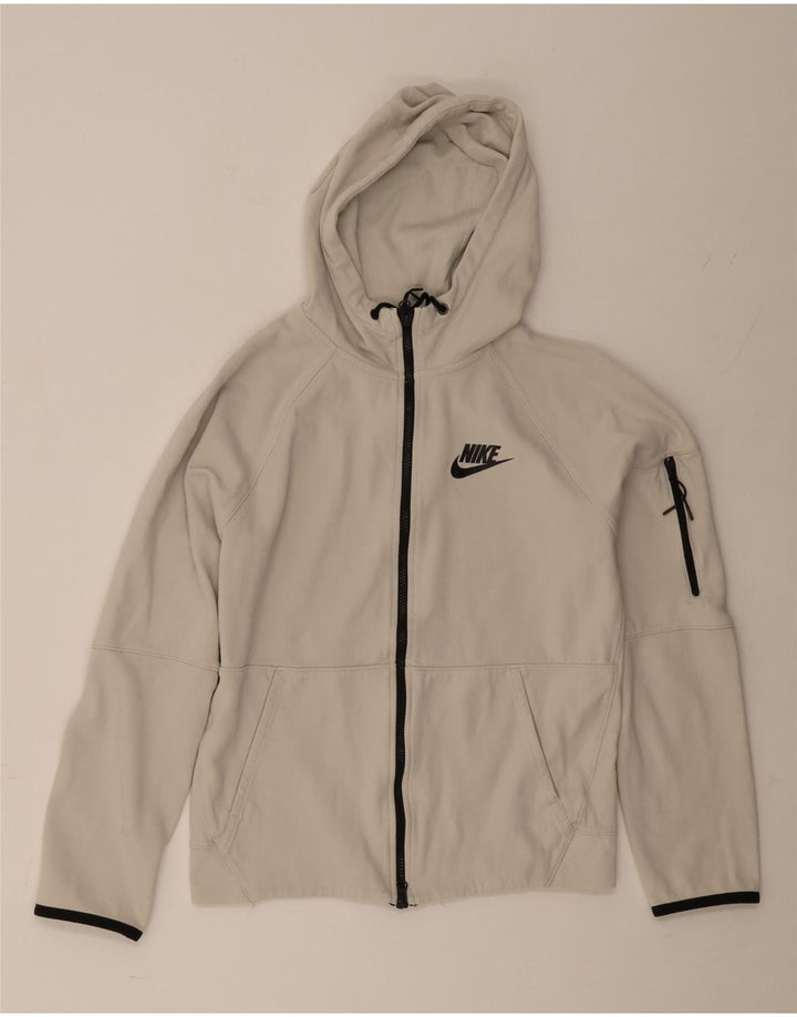 Suéter Nike masculino com capuz e zíper pequeno algodão cinza