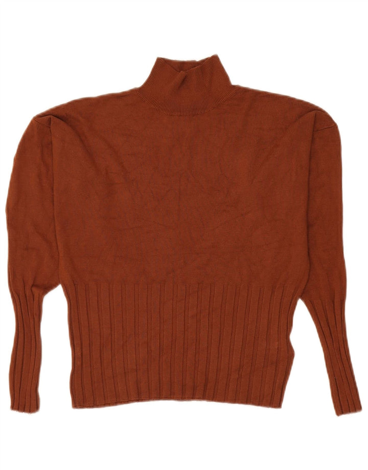 Suéter feminino Marks & Spencer com gola tartaruga Reino Unido 14 grande viscose marrom