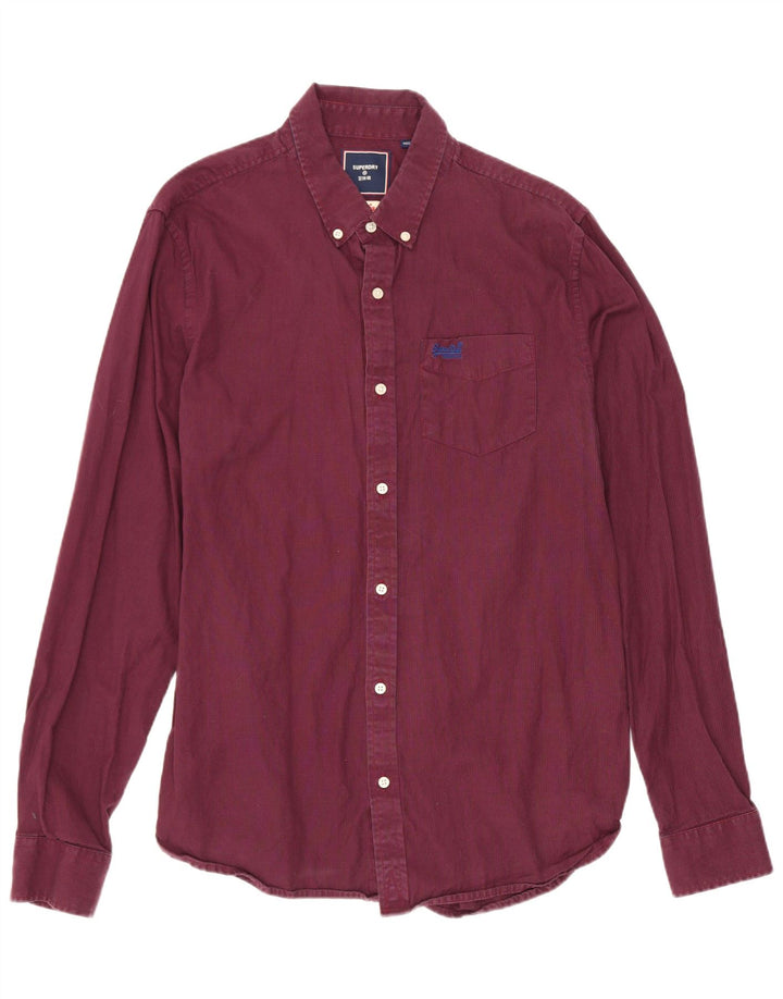 Camisa masculina Superdry grande algodão houndstooth cor de vinho