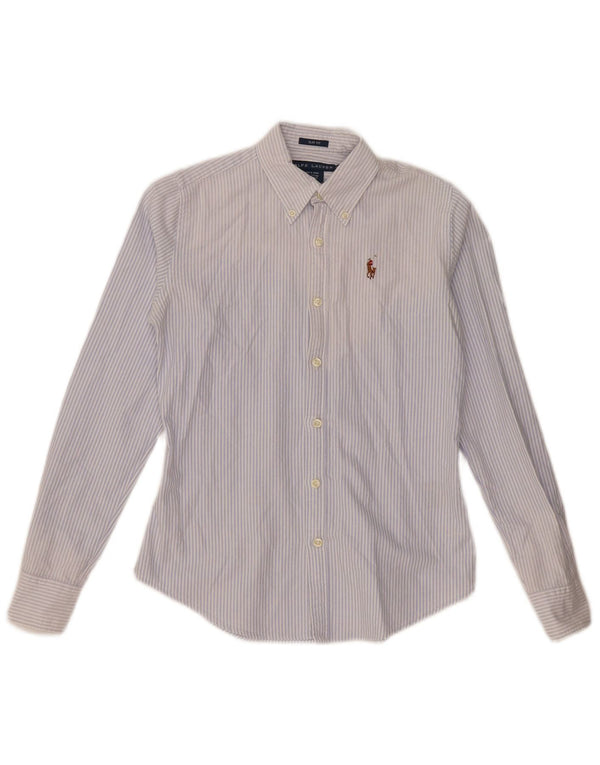 Camisa feminina slim fit RALPH LAUREN EUA 0 XS algodão listrado azul