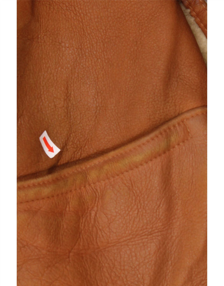 Jaqueta masculina MABRUN Shearling Reino Unido 36 couro marrom pequeno