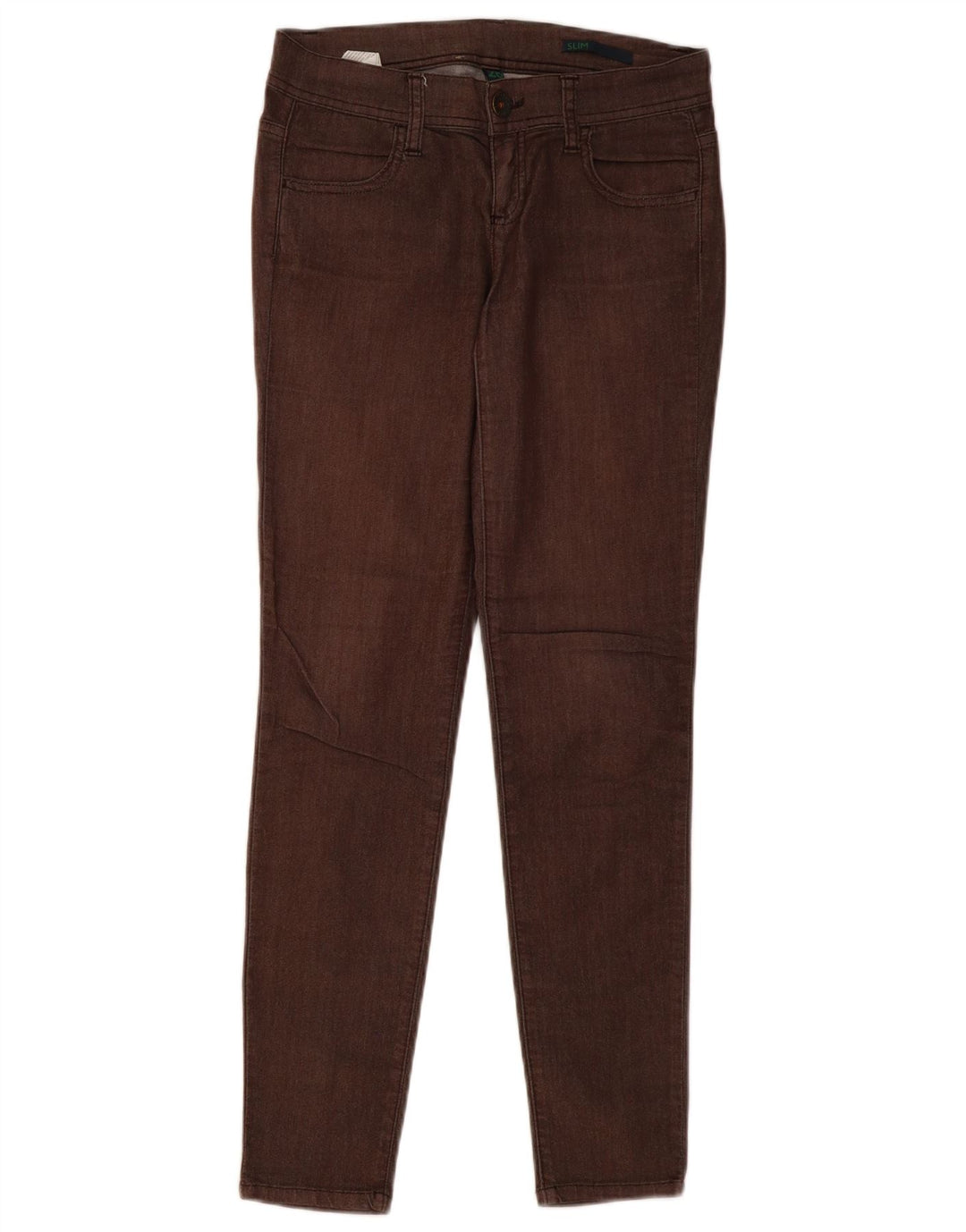 Jeans slim feminino BENETTON W26 L29 algodão marrom