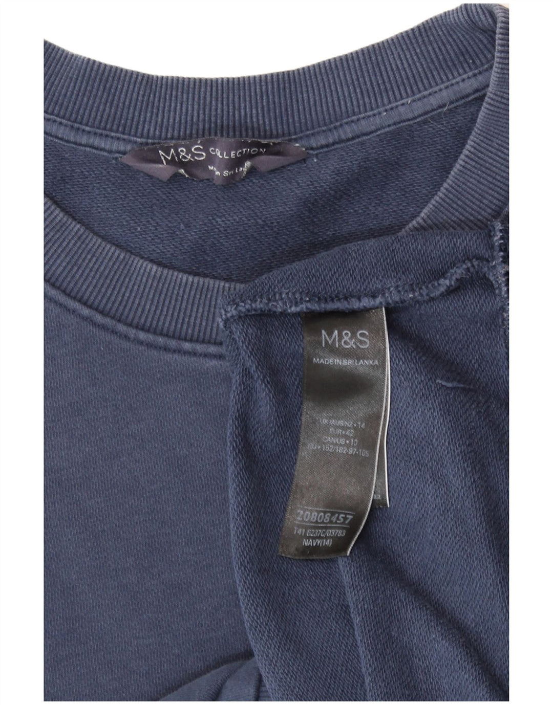 Suéter feminino Marks & Spencer UK 14 grande algodão azul marinho