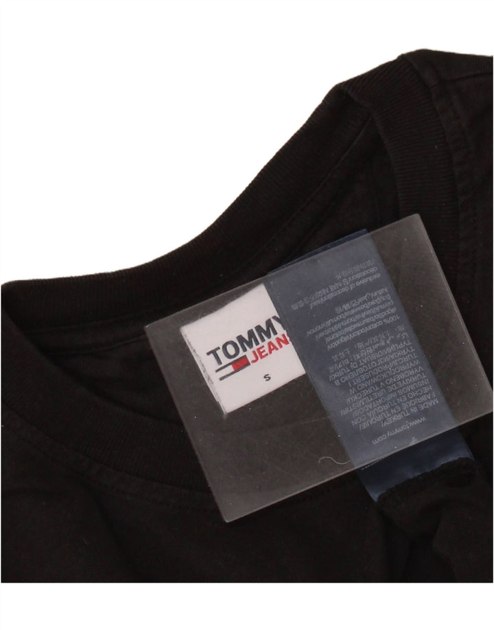 TOMMY HILFIGER Camiseta feminina cropped com estampa gráfica Reino Unido 10 algodão preto pequeno