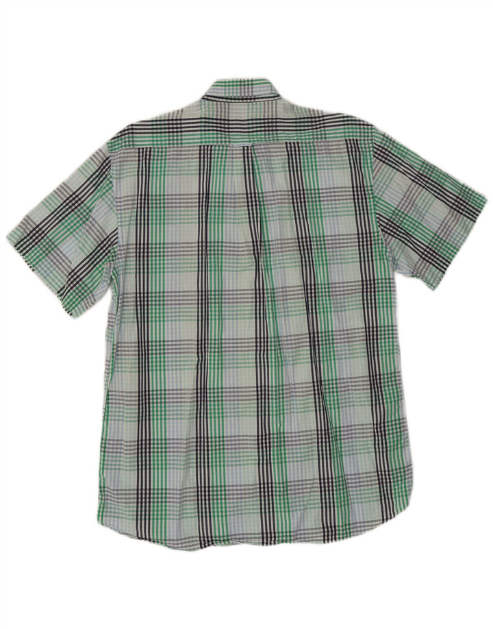 Camisa masculina Gant de manga curta com ajuste regular, algodão xadrez verde grande