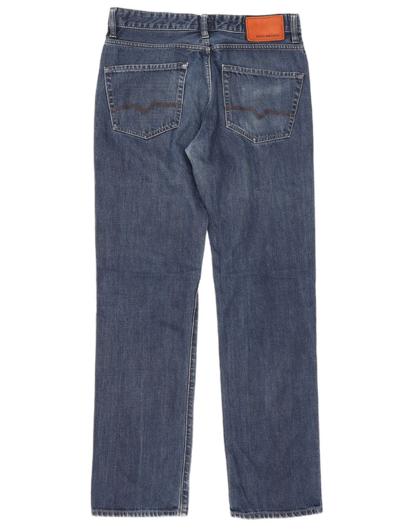 Hugo Boss Mens Straight Jeans W31 L34 Azul Algodão