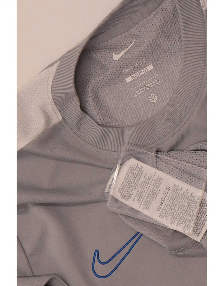 Camiseta masculina Nike Dri Fit Slim Top grande cinza colorblock poliéster