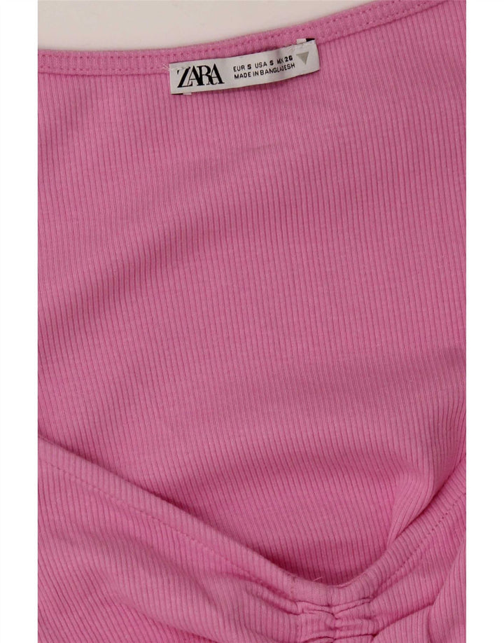 Zara Womens Crop Top UK 8 Pequeno Rosa