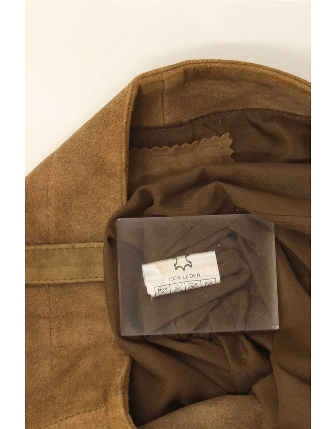 Shorts feminino vintage de camurça de cintura alta W30 couro bege médio