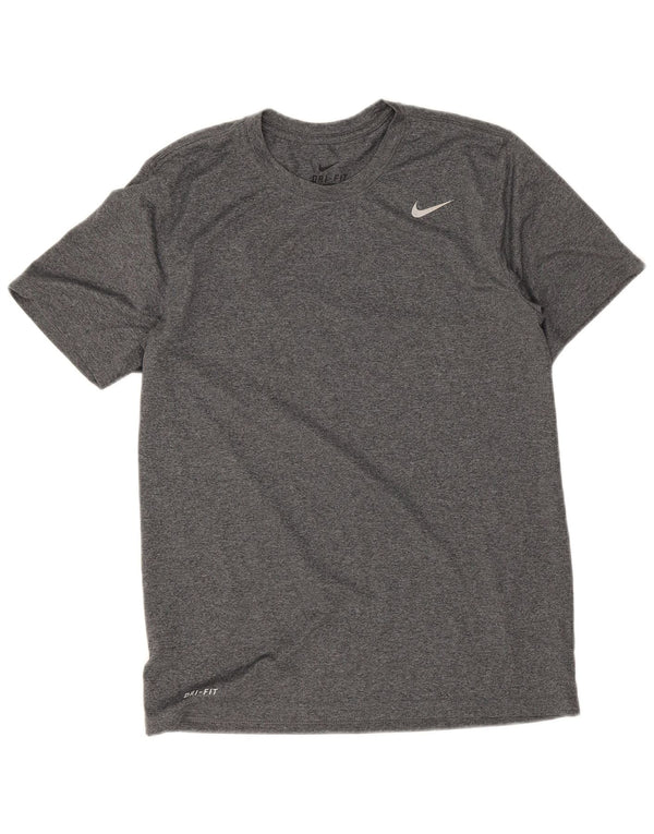 Camiseta masculina Nike Dri Fit Top grande poliéster manchado cinza