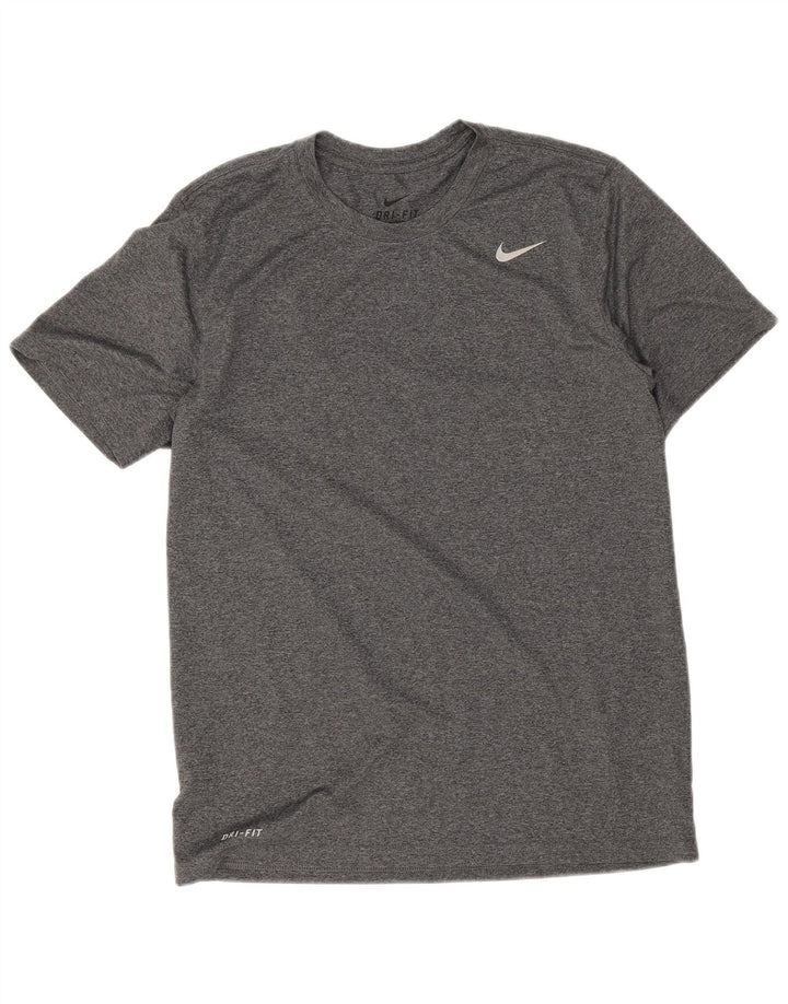 Camiseta masculina Nike Dri Fit Top grande poliéster manchado cinza
