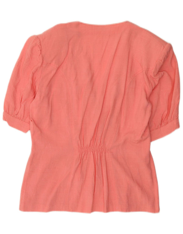 Top cardigã feminino vintage manga 1/2 Reino Unido 16 grande rosa