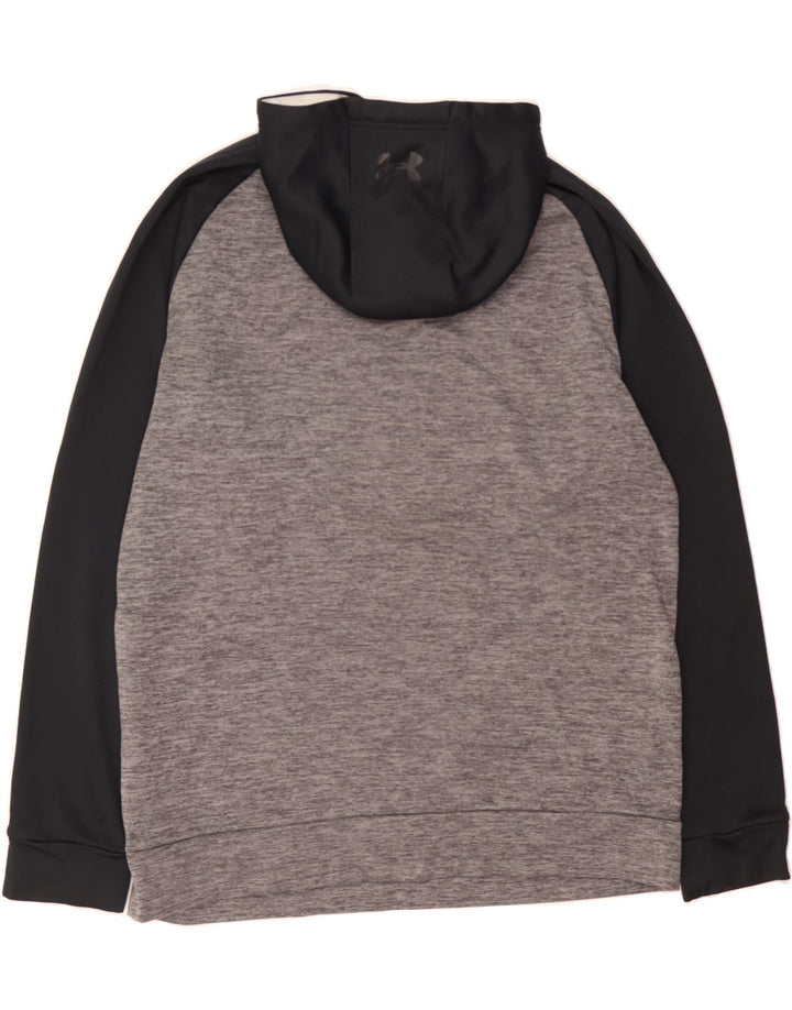 UNDER ARMOUR Mens Cold Gear Graphic Hoodie Jumper Large Grey Colourblock Vintage Under Armour and Second-Hand Under Armour from Messina Hembry 