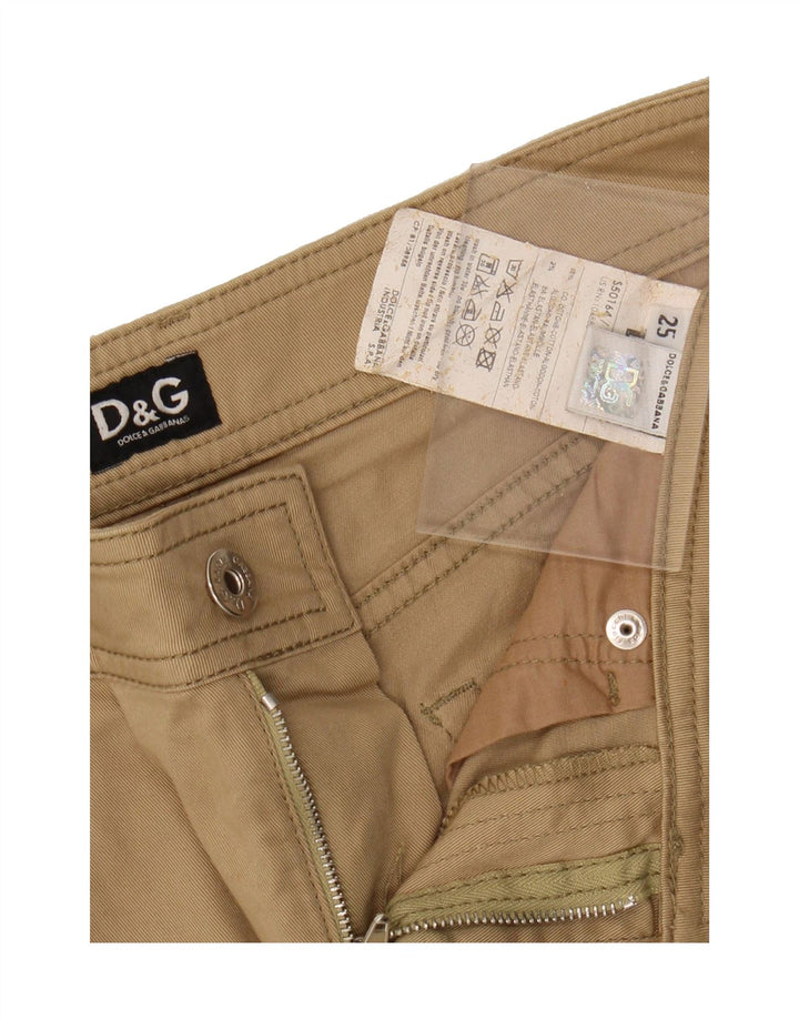 DOLCE & GABBANA Womens Slim Casual Trousers W25 L30 Beige Cotton Vintage Dolce & Gabbana and Second-Hand Dolce & Gabbana from Messina Hembry 