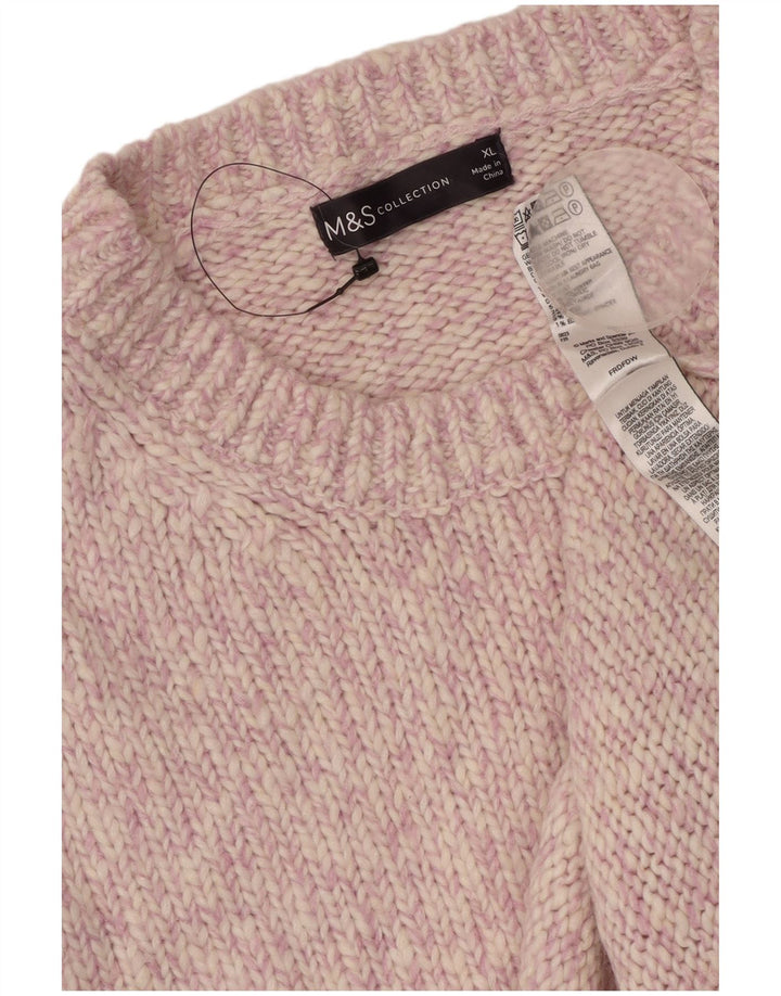 Suéter feminino MARKS & SPENCER com gola redonda UK 18 XL rosa manchado