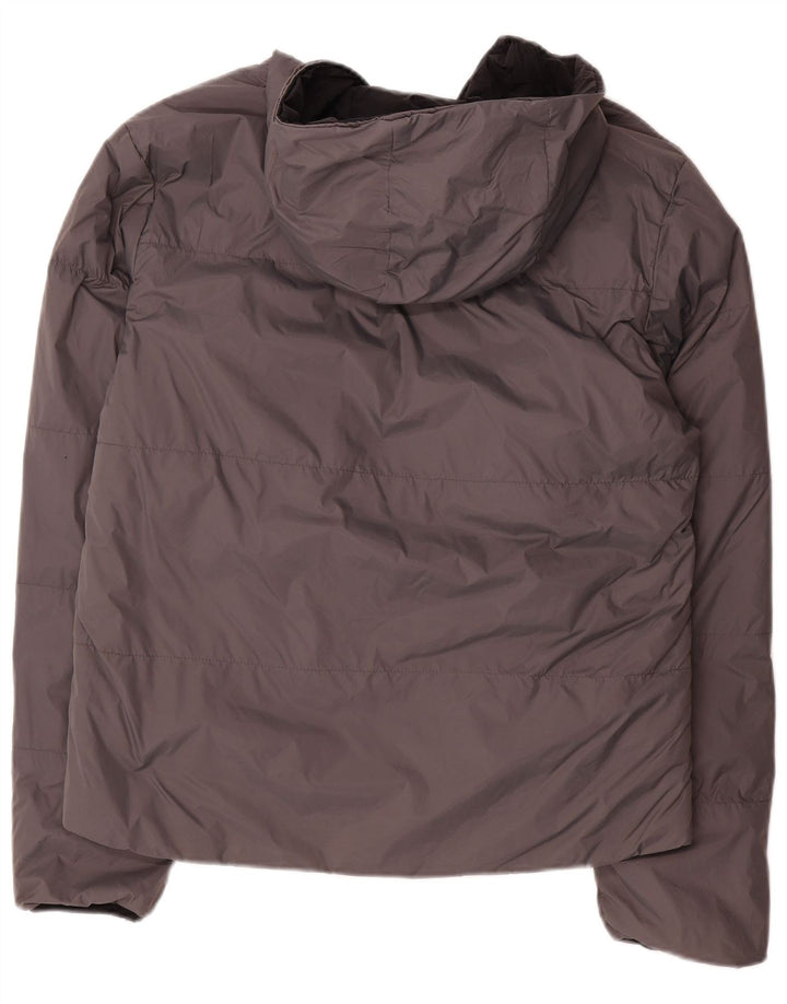 Jaqueta acolchoada reversível com capuz feminino Kappa UK 14 cinza médio nylon