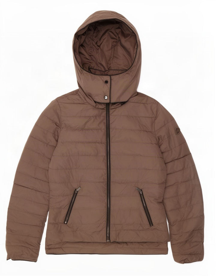 Jaqueta acolchoada com capuz feminino Armani Jeans IT 42 poliéster marrom médio