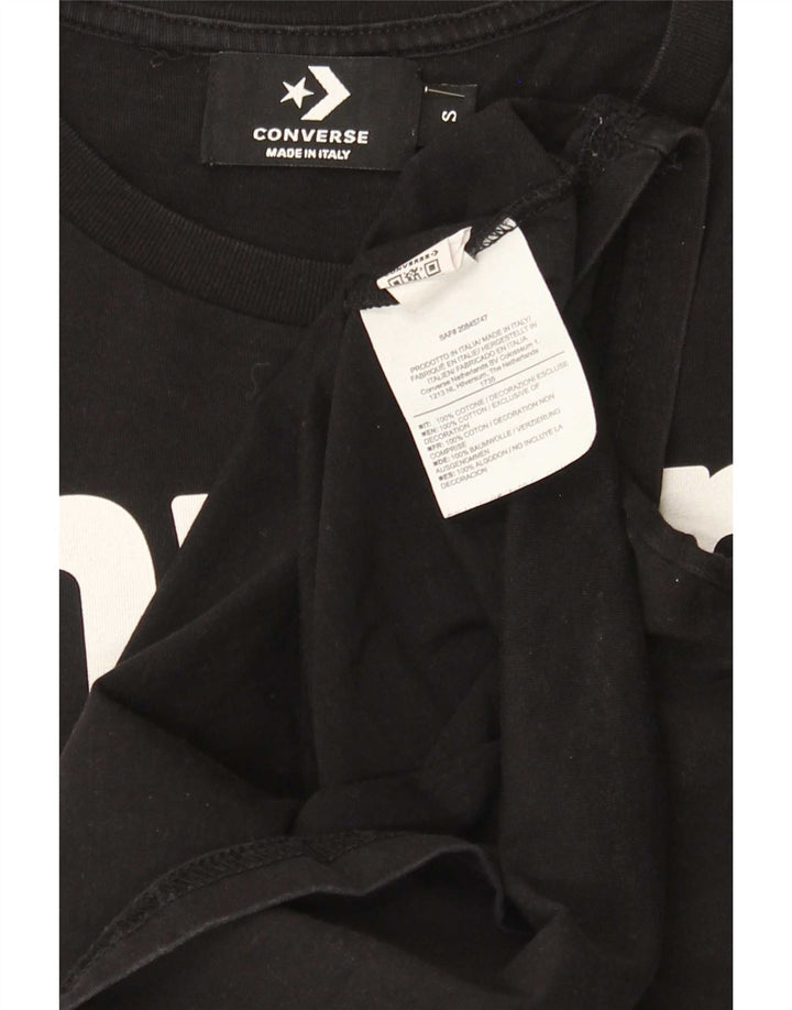 Converse Mens Graphic T-Shirt Top Pequeno Algodão Preto