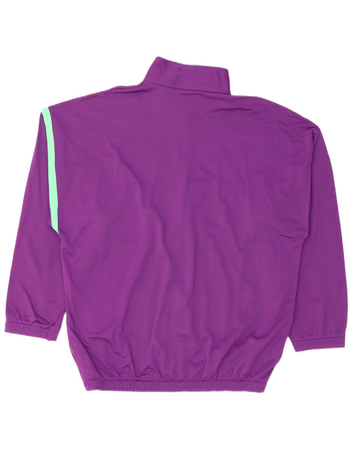Jaqueta vintage masculina de agasalho grande bloco colorido roxo