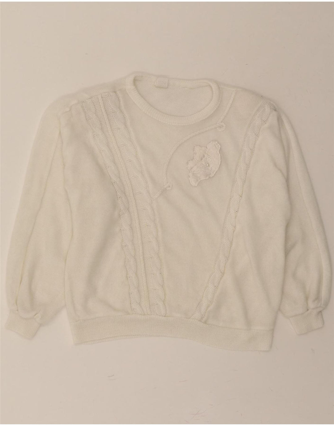 VINTAGE Womens Boat Neck Jumper Sweater UK 18 XL White Vintage Vintage and Second-Hand Vintage from Messina Hembry 