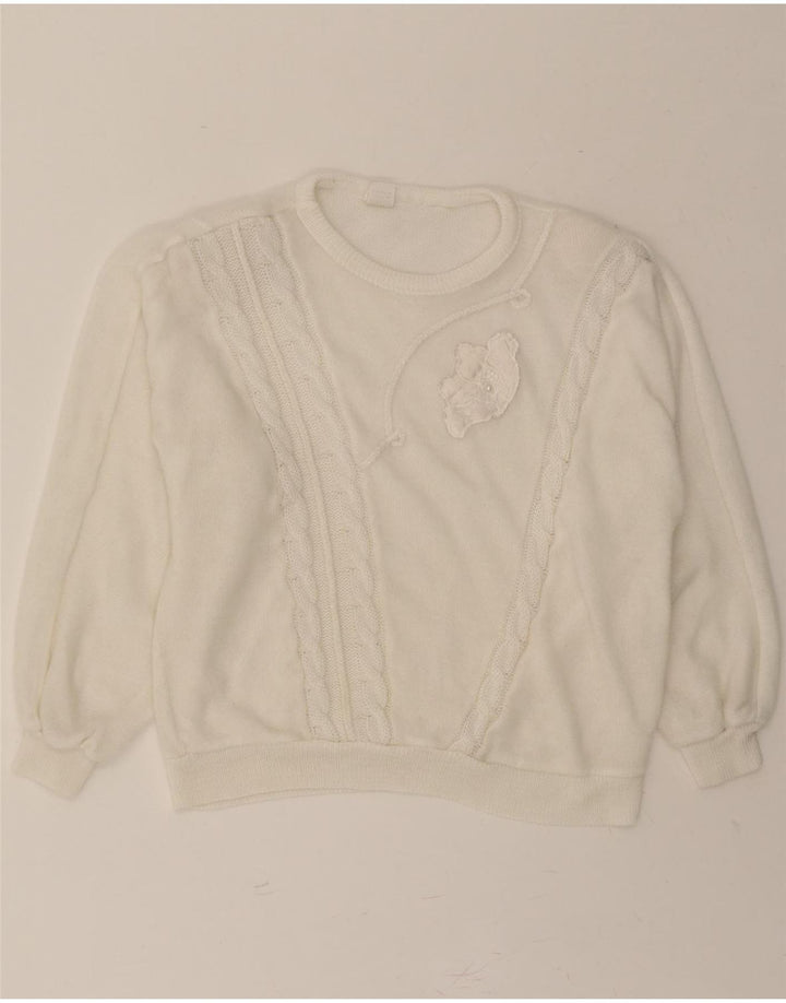 VINTAGE Womens Boat Neck Jumper Sweater UK 18 XL White Vintage Vintage and Second-Hand Vintage from Messina Hembry 