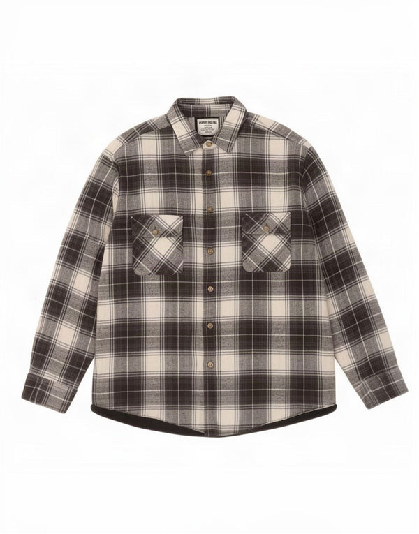 Camisa masculina vintage de flanela de lenhador grande xadrez preta