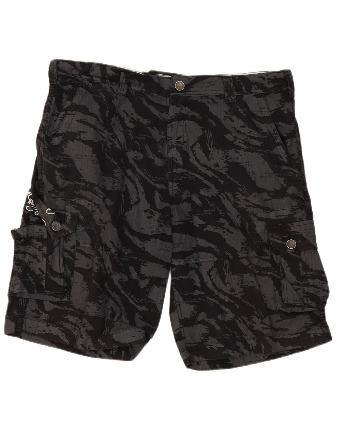 Billabong masculino gráfico cargo shorts W40 XL camuflagem cinza