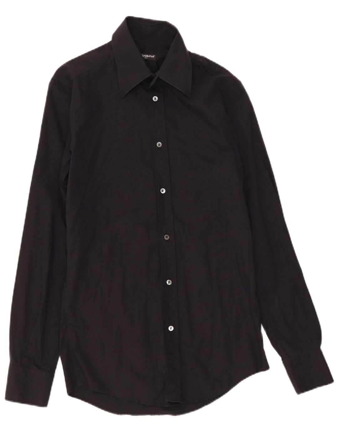 Camisa masculina Dolce & Gabbana tamanho 39 15 1/2 algodão preto médio